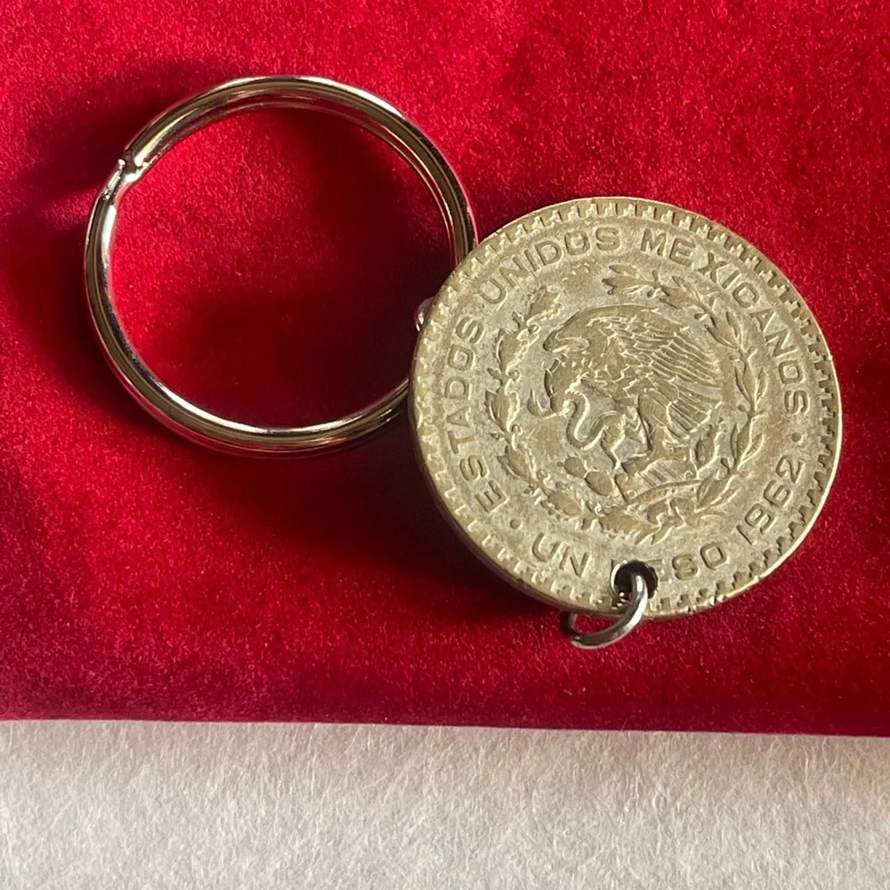 One off Mexico silver coin keychain